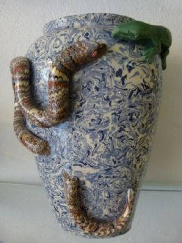 reptiles vase faience